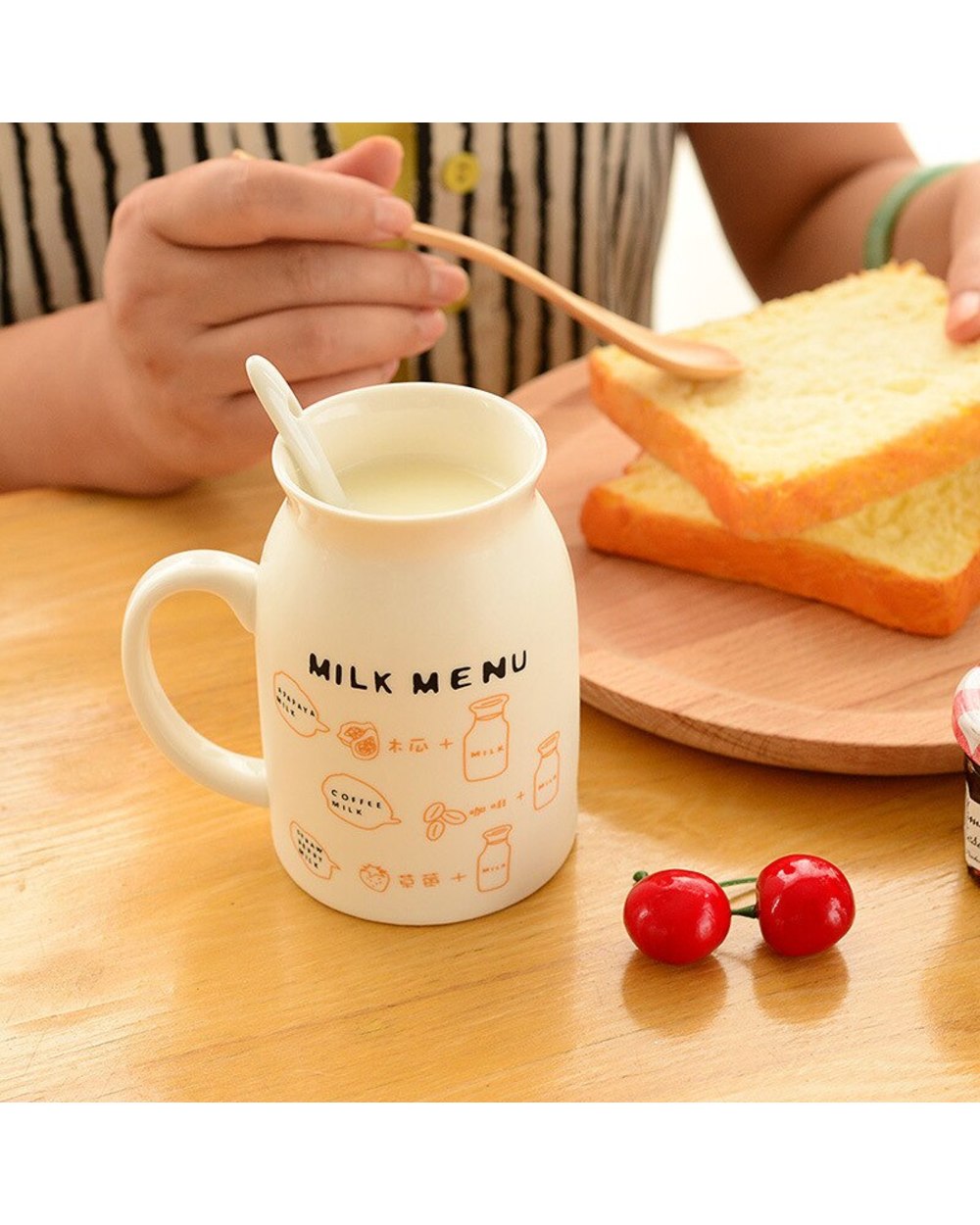 Lovely Cow Mug Breakfast Milk Ceramic Cup with Handle Milk Coffee Mug Couple Family Mug Christmas Gift front-1