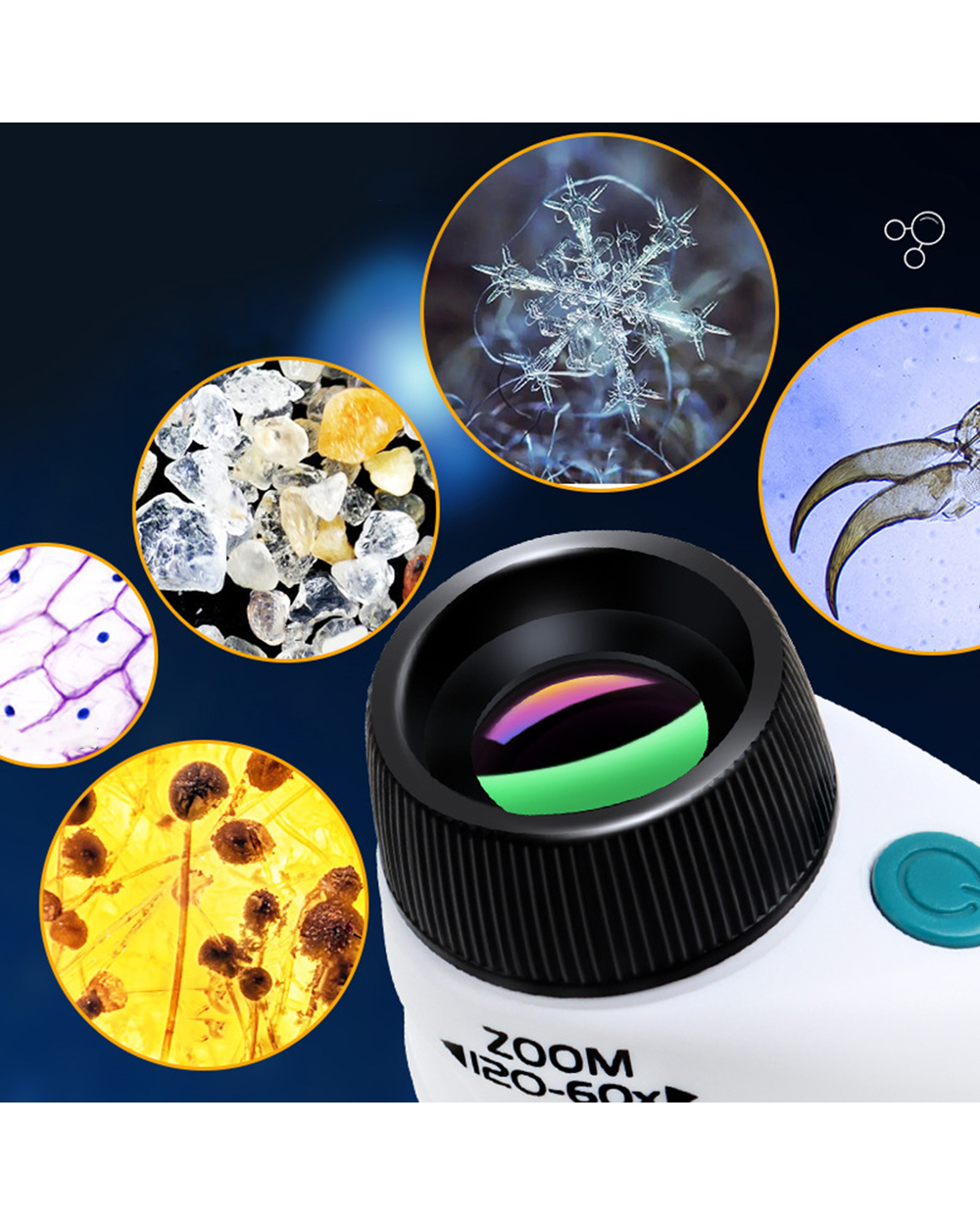 Kids Science Microscope Toy With LED Light 60-120x front-3