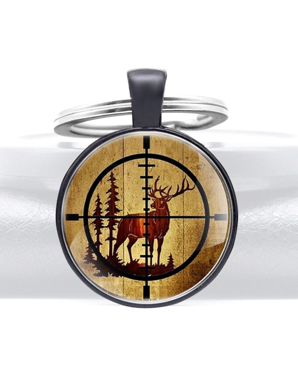 Classic Hunting Elk Design Glass Dome Charm key Chains Men Women Key Ring Jewelry Gifts front-0