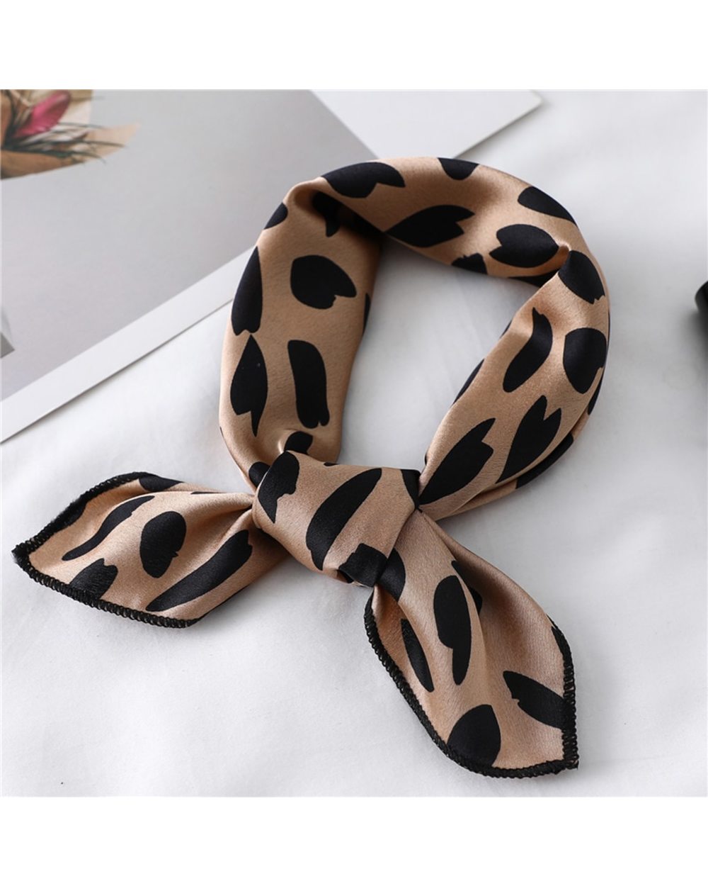 Women Small Satin Silk Scarf Square Print Wrap Foulard Femme Handkerchief Bandana Neck Hair Skinny Tie Scarves Shawls front-0