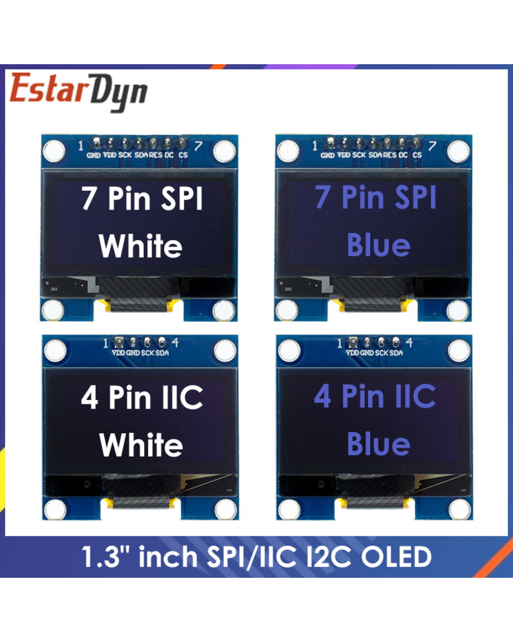 Rohs 1.3 Inch Oled Module White/Blue Spi/Iic I2c Communicate Color 128X64 1.3 Inch Oled Lcd Led Display Module 1.3&Quo front-0