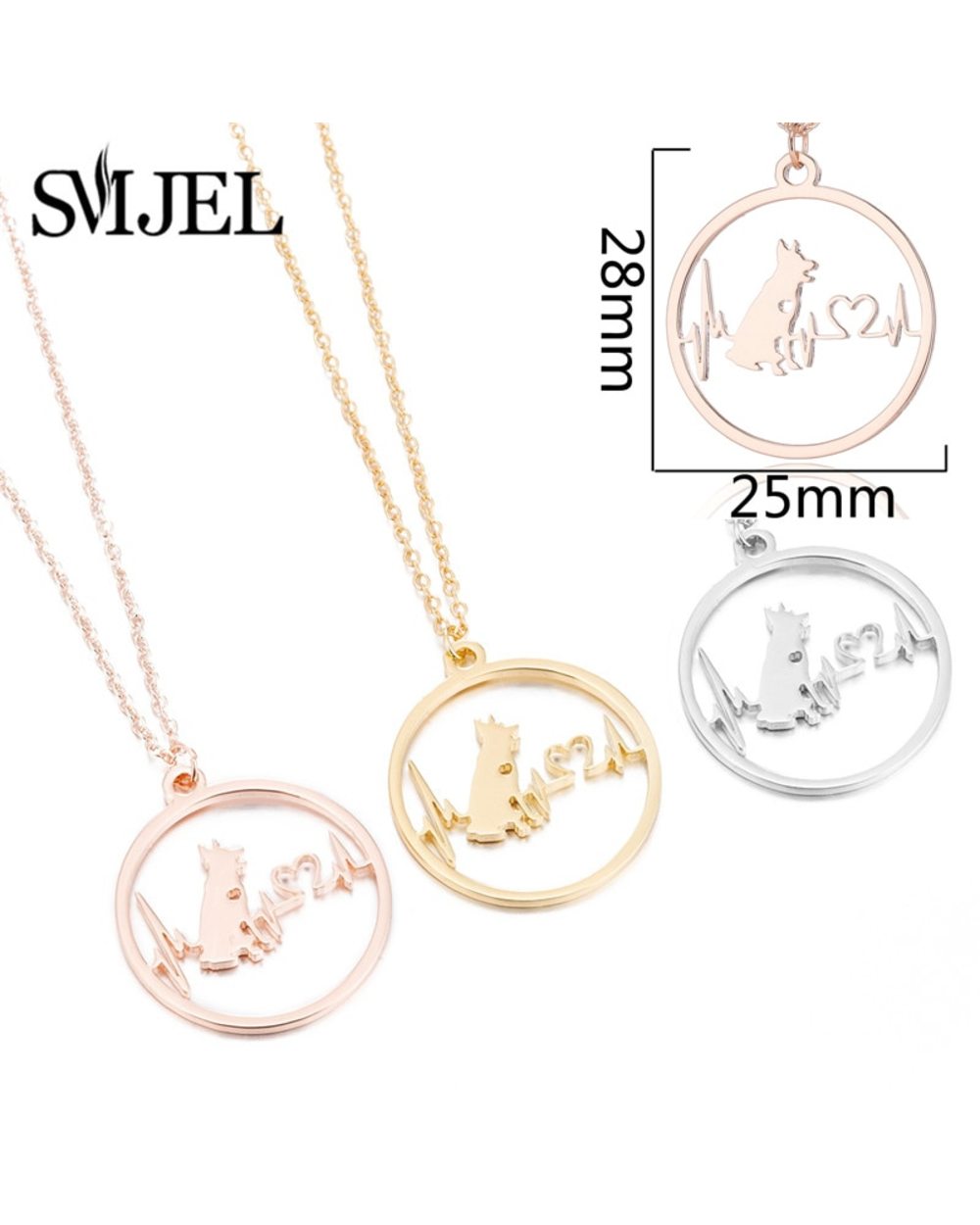 SMJEL Cartoon Dog Pendant Necklace for Women Fashion German Shepherd Jewelry Heartbeat Paw Choker Necklace Chainfor Kids front-3