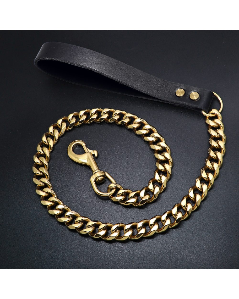 Stainless Steel Metal Gold Dog Accessories Chain Collar Leash Pet Training Collar For Large Dogs Pitbull French Bulldog front-3