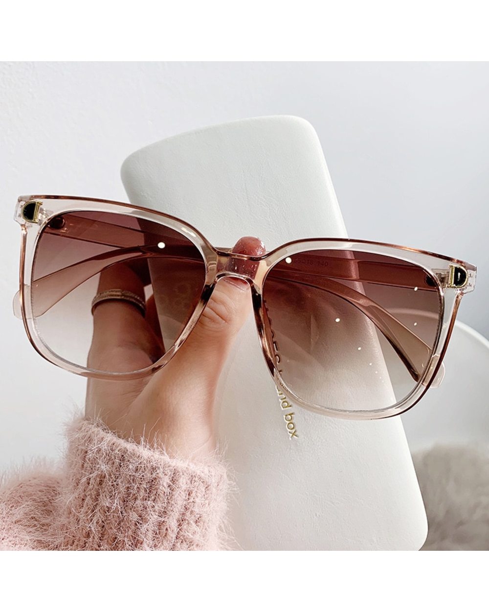 Fashion Oversized Sunglasses Woman Brand Designer Vintage Square Sun Glasses Female Big Frame Gradient Shades Oculos De front-0