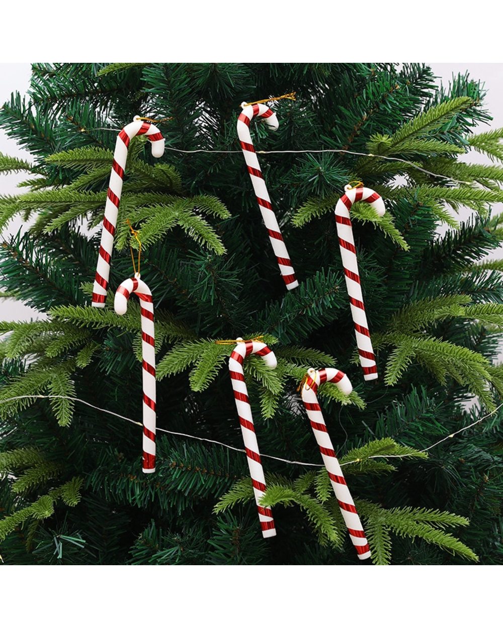 6pcs/pack Christmas Tree Hanging Candy Cane Decoration Gift Christmas Tree Pendants Party Crutch Pendant Decor Ornament front-3