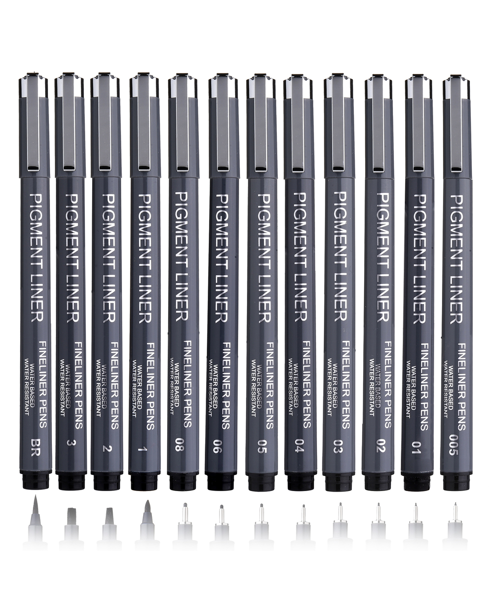 3/6/9/12Pcs Art Marker Pen Pigment Liner Micron Ink 005/01/03/04/05/08 Brush Tip Black Fineliner Sketching Manga Drawin front-3