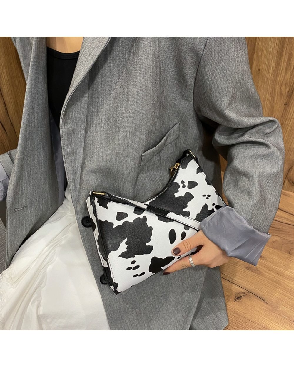 Zebra Print Luxury Handbag PU Leather Simple Underarm Shoulder Bags front-1