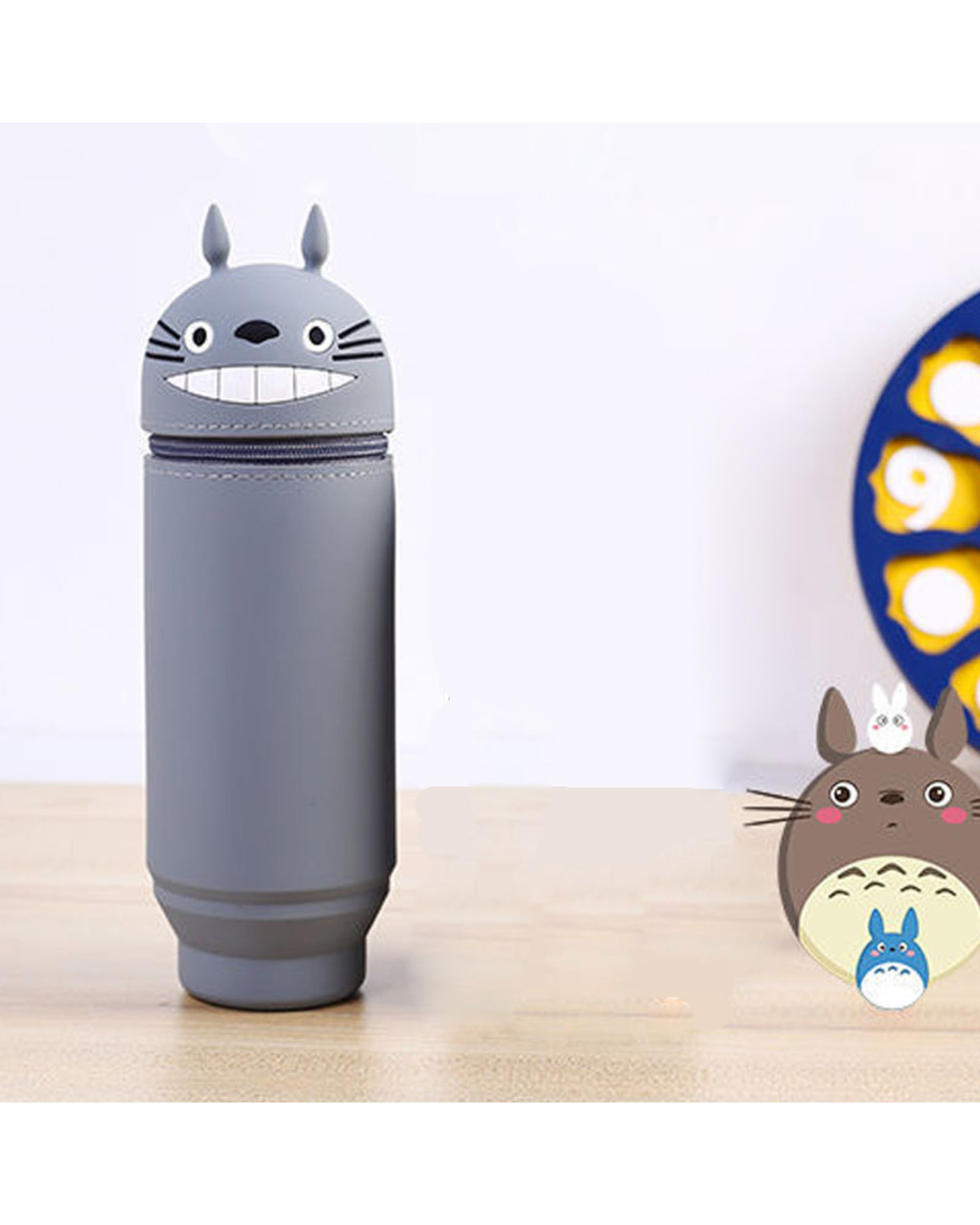 School Pencil Case Kawaii Cute Cat Totoro Stationery Pencil Box Stand Up Pen Case Silicone Trousse Scolaire Pouch Suppl front-0