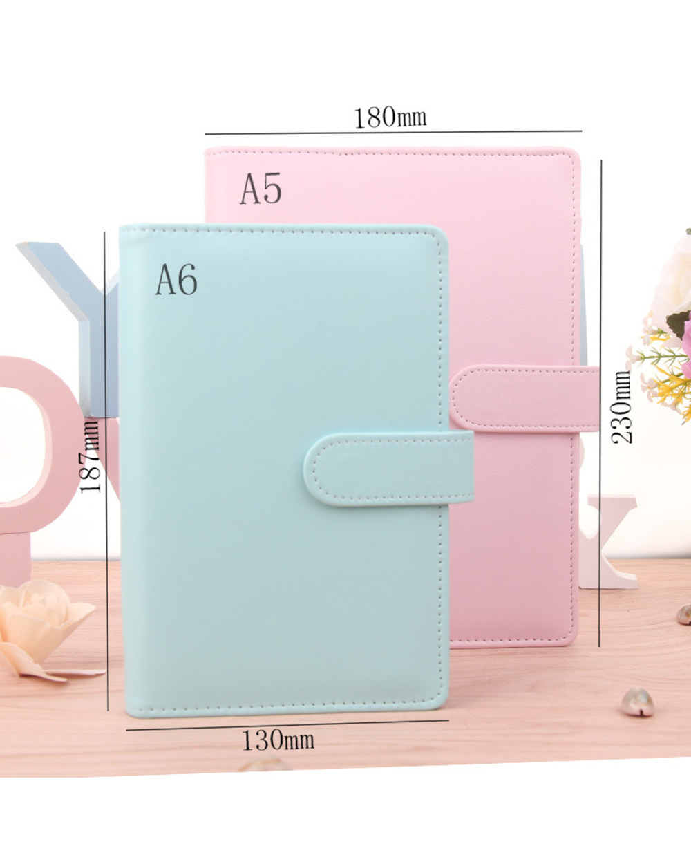 Fromthenon A6 A5 Notebook Cute Ring Diary Leather Cover Journals Office Personal Binder Weekly Planner Agenda Organizer front-1