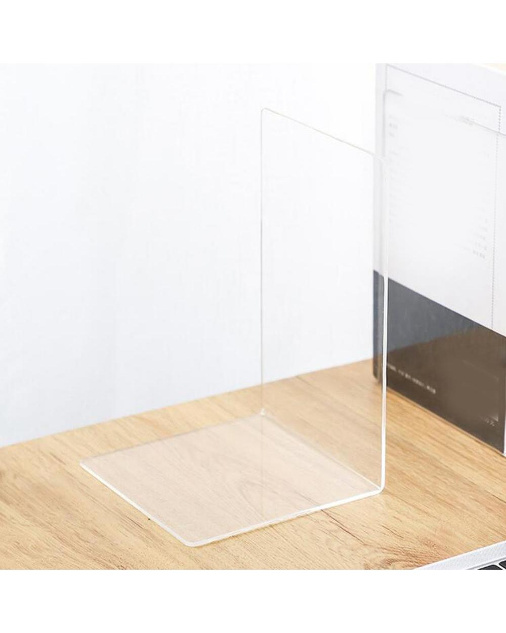 1Pc Transparent Acrylic Bookend Stand Bookshelf Desktop Decorative Storage Rack front-2