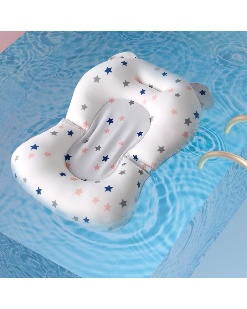 Baby Bath Seat Support Mat Foldable Baby Bath Tub Pad- Newborn Bathtub Pillow Infant Anti-Slip Soft Comfort front-1
