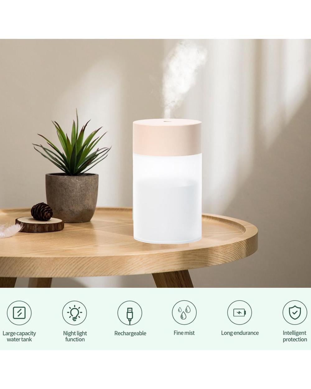 260Ml Usb Ultrasonic Air Humidifier Led Lamp Mini Essential Oil Diffuser Car Purifier Aroma Anion Mist Maker With Roman front-2