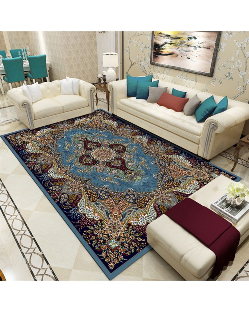 Carpet Classic Ethnic Carpets for Living Room Washable Non-Slip Area Rugs Bedroom Study Floor 120x160cm Mat front-0