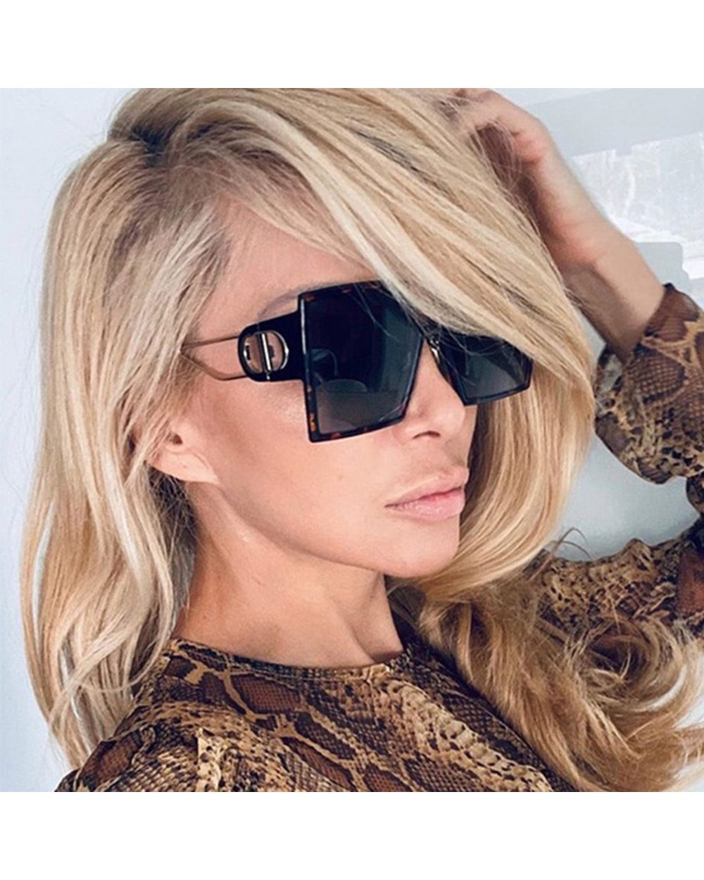 Feishini 2022 Fashion Oversized Sunglasses Women Luxury Brand Designer Original High Quality Glasses Shades Celebrity V front-0