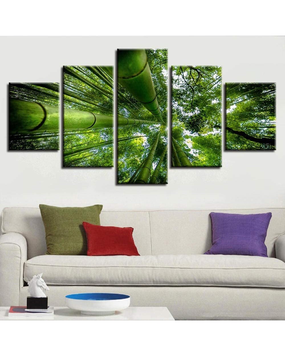 Bamboo Forest Picture Print Scenery 5 Panel Canvas Art Wall Decor front-0