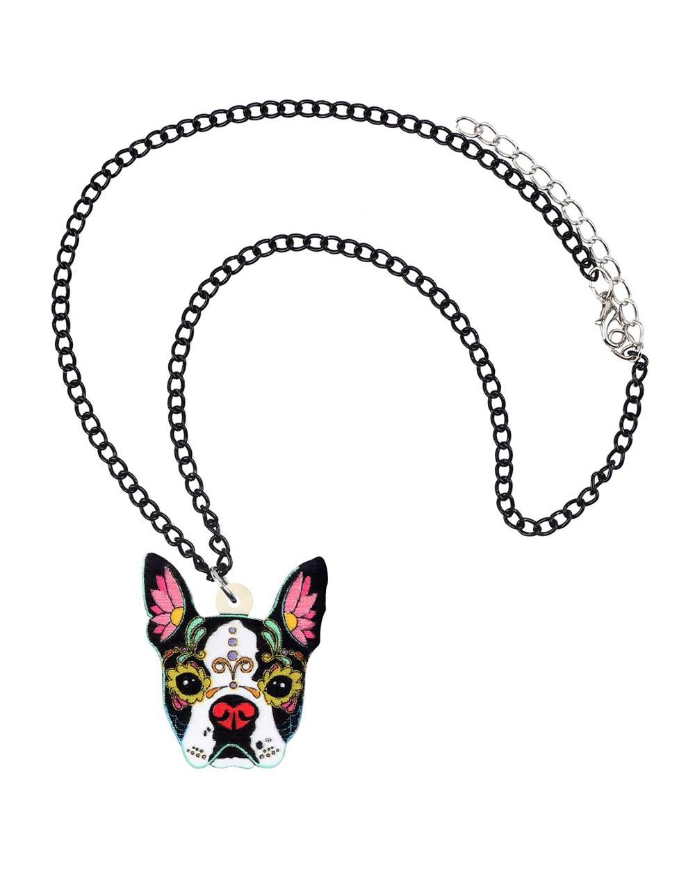 French Bulldog Dog Necklace Animal Pets Collar Pendant Jewelry For Women Teens Gift Accessories front-2