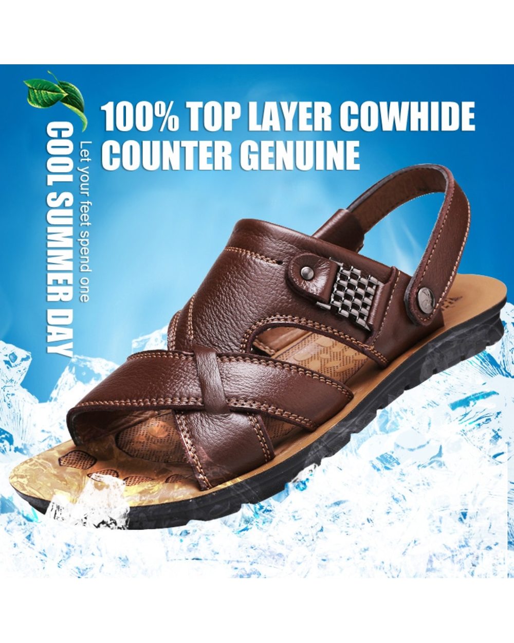 Big Size Men Leather Sandals Summer Classic Men Slippers Soft Sandals Men Roman Comfortable Outdoor Walking Footwear front-1