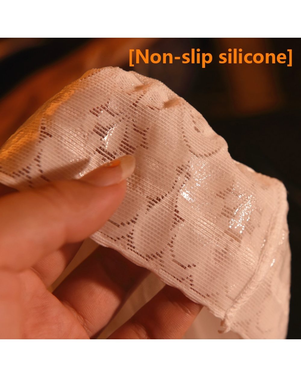 Women Sexy Oil Shiny Thigh High Stockings Lace Top Nylon Pantyhose Long Over Knee Silk Stockings With Anti-Slip Silicone front-3