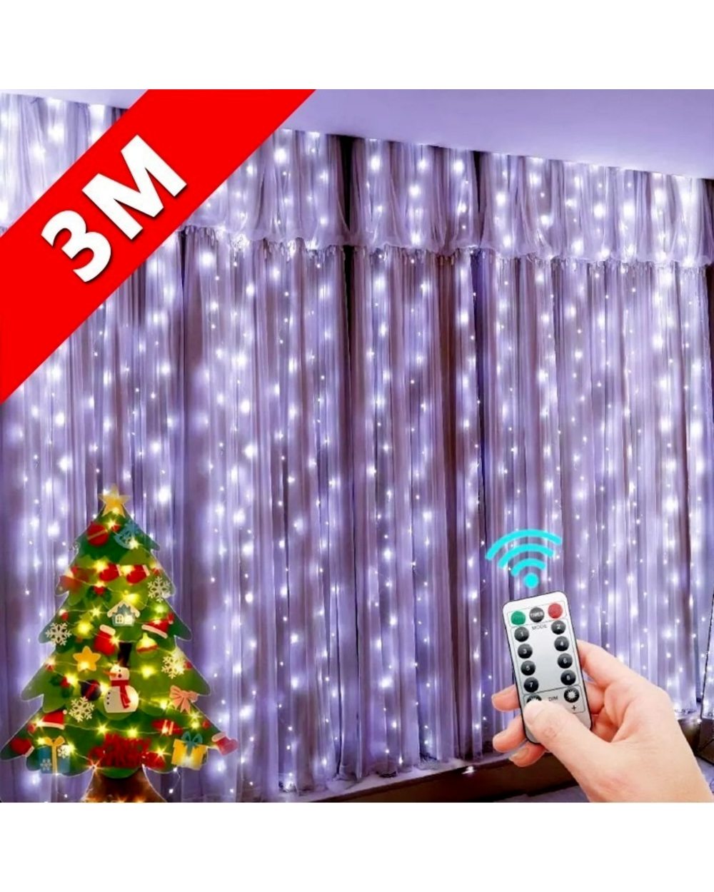 LED String Lights Christmas Decoration Remote Control USB Garland Curtain 3M Lamp Holiday For Bedroom Bulb Outdoor Fairy front-0