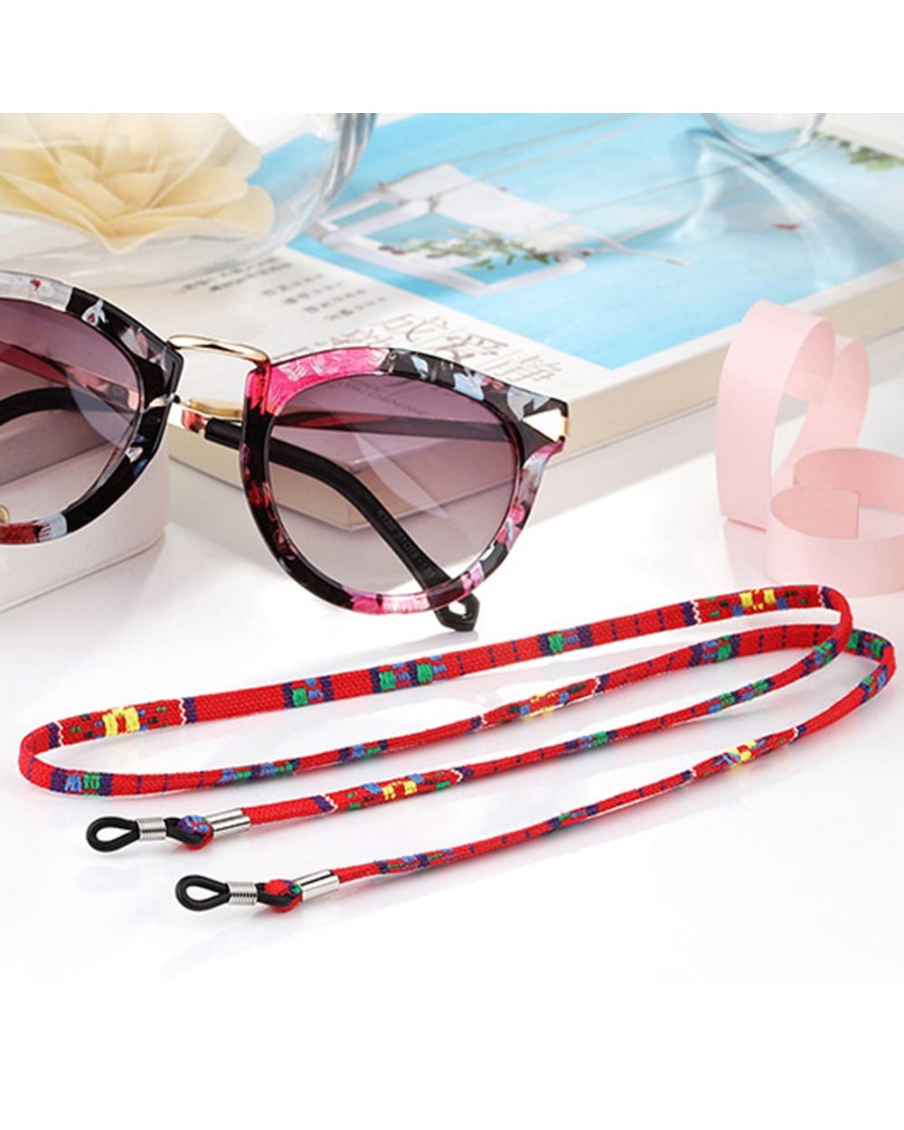 Practical Eyeglass Sunglasses Cotton Neck String Cord Retainer Strap Eyewear Lanyard Holder High-End Ethnic Rope Glasse front-5