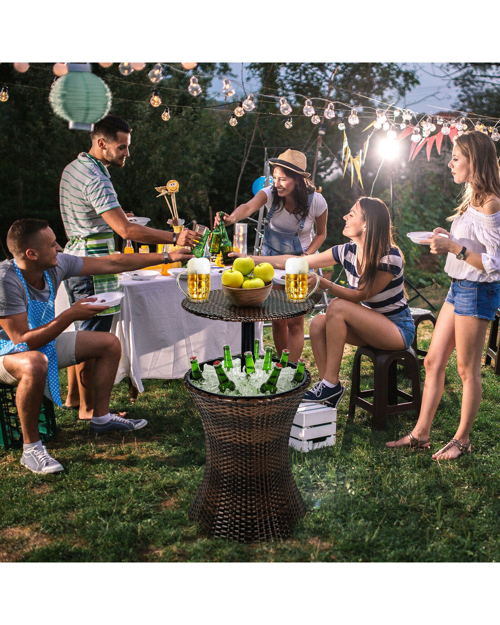 Patio Cooler Bar Cocktail Coffee Table Height Adjustable front-2