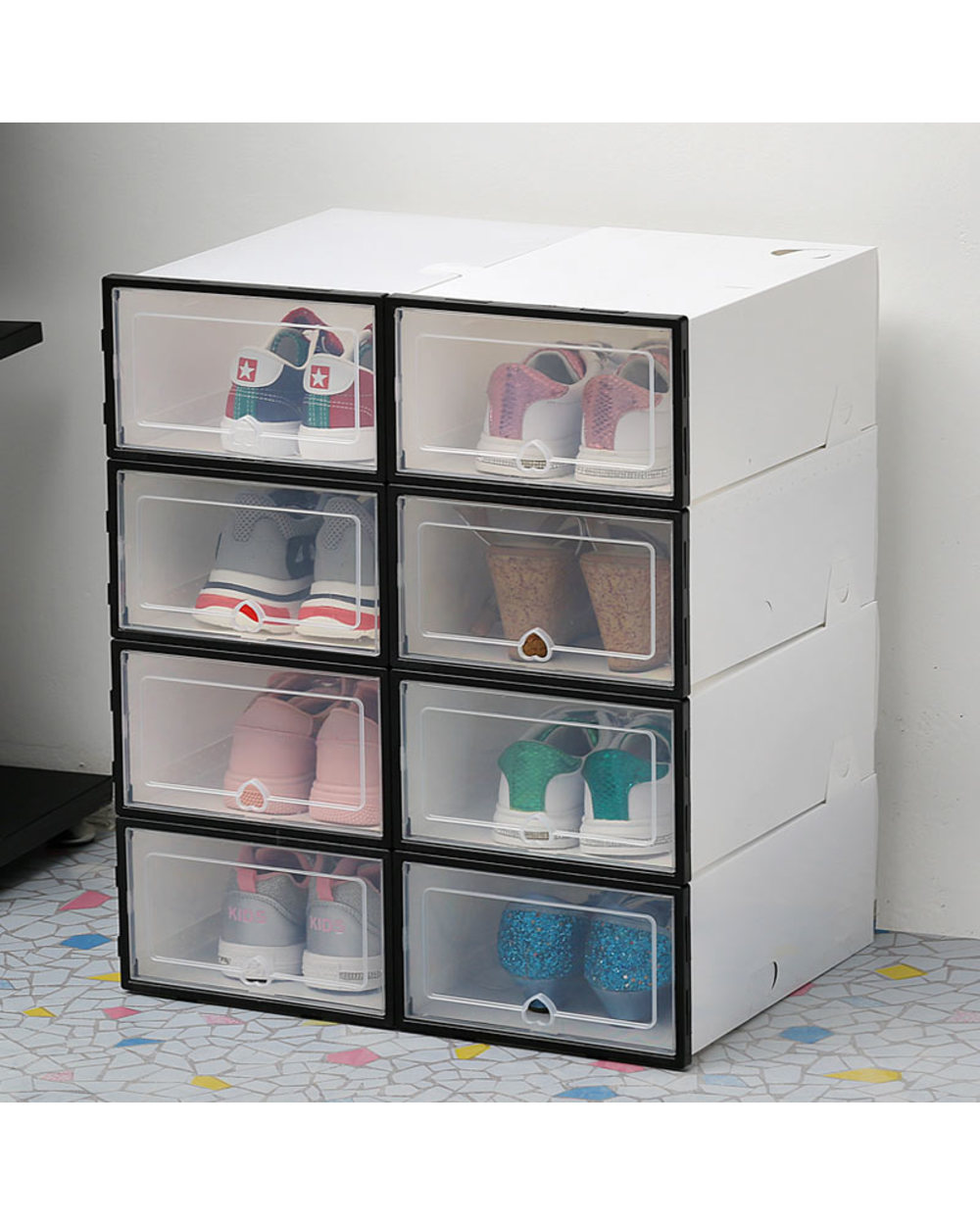 6Pack Transparent Shoe Box Shoes Organizers Storage Box front-1
