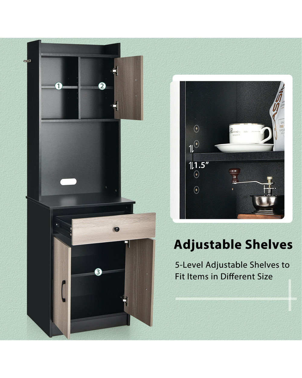 Kitchen Buffet Pantry Storage Cabinet Shelf front-3