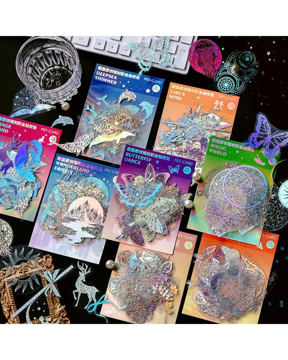 45 Pcs Unicorn Starry Night Retro Hot Stamping Stickers Scrapbooking front-1