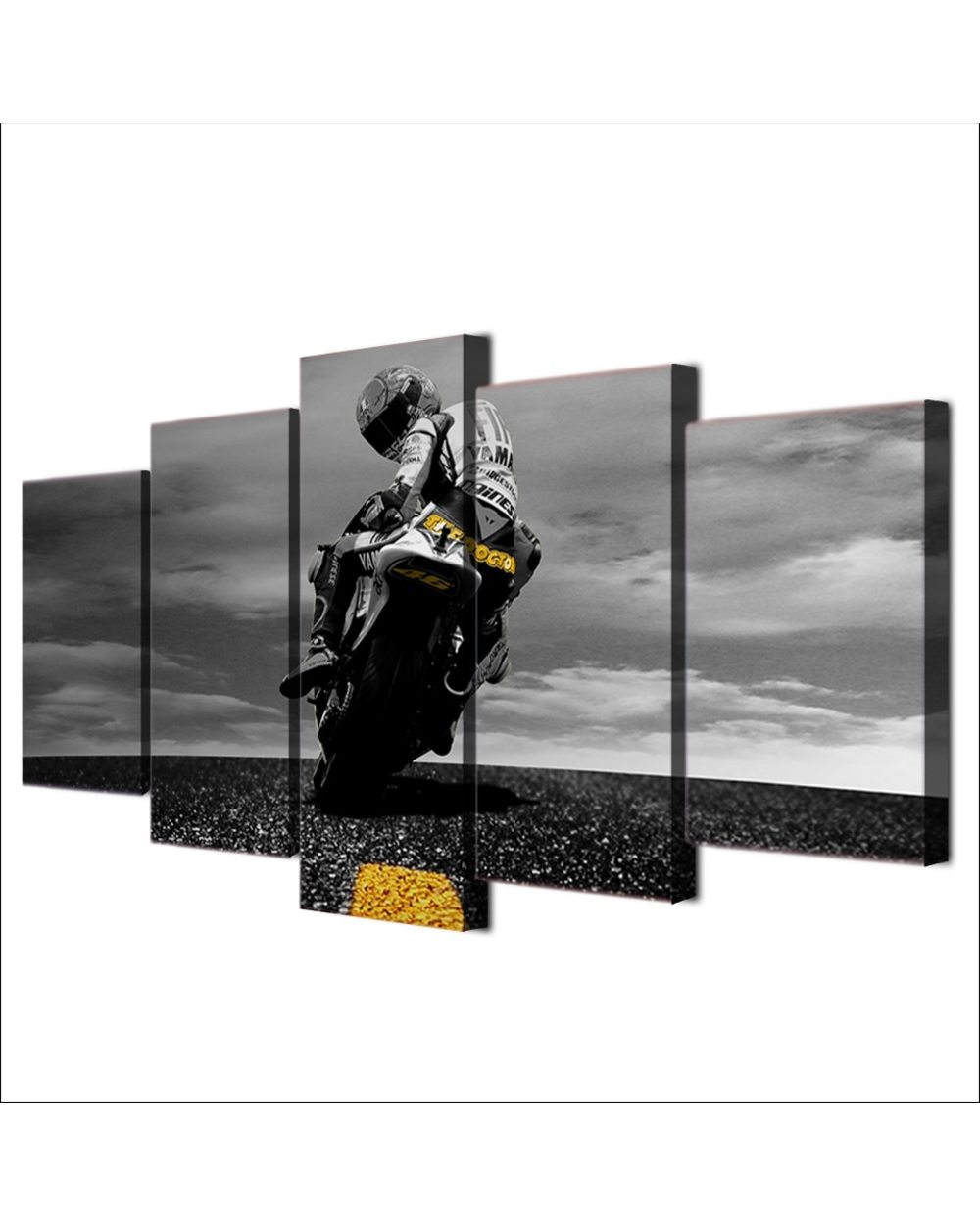 Motorcycle Drifting Poster Painting Motorcycle 5 Panel Canvas Art Wall Decor front-1