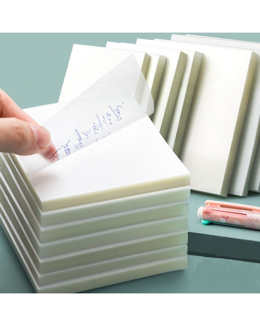 50 Sheets/Set Transparent Sticky Waterproof Notes With Stickers Daily To Do List Memo Notepad Paper For School Office S front-0