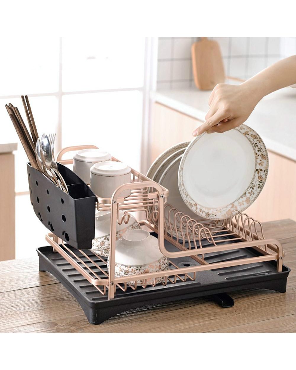 Dish Rack Kitchen Organizer Storage Drainer front-1