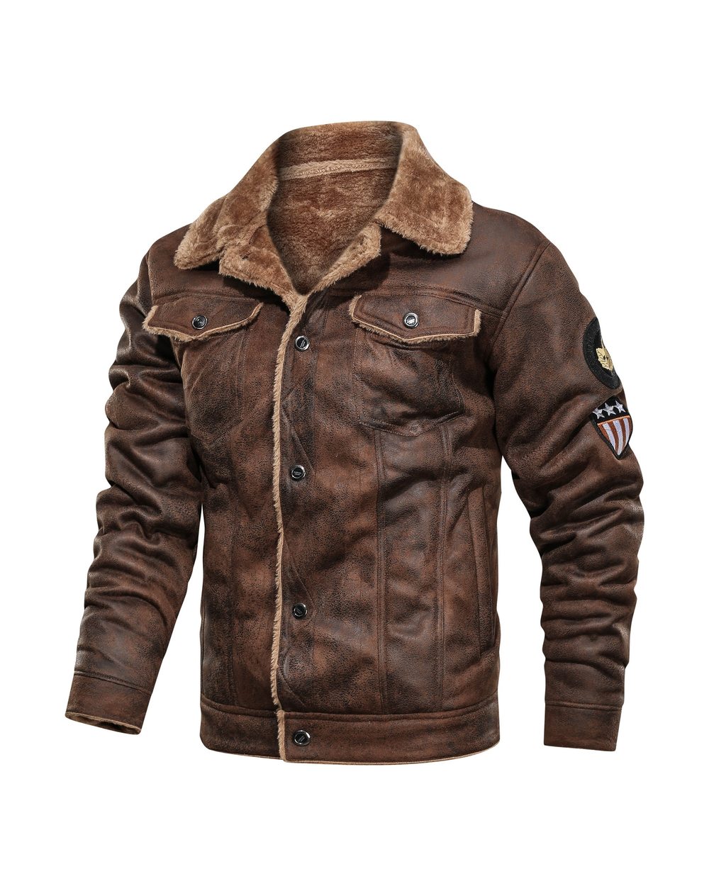 Mens Jackets and Coats Retro Style Suede Leather Jacket Men Leather Motorcycle Jacket front-3