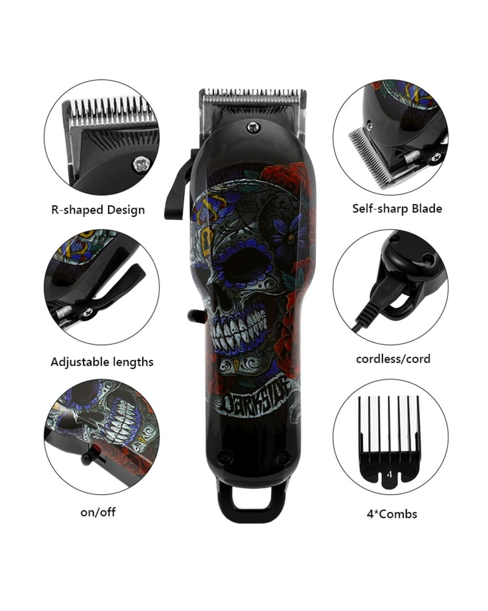 Wireless Salon Hair Clipper Professional Hair Trimmer Men Electric Powerful Motor Barber Hair Cutting Machine Lithium B front-4