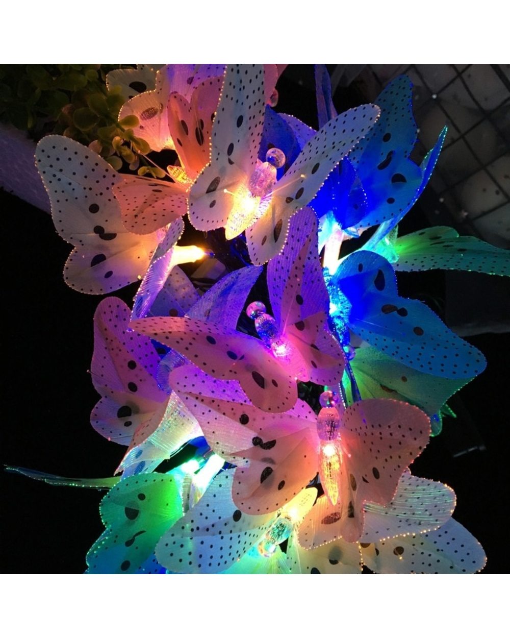 Led Solar Powered Butterfly Fiber Optic Fairy String Light front-2