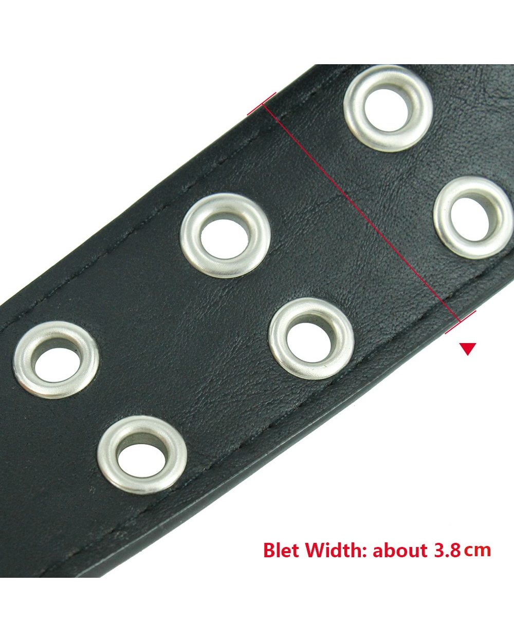 Fashion Women Punk Chain Belt Adjustable Black Doublesingle Eyelet Grommet Metal Buckle Leather Men Waistband For Jeans front-5