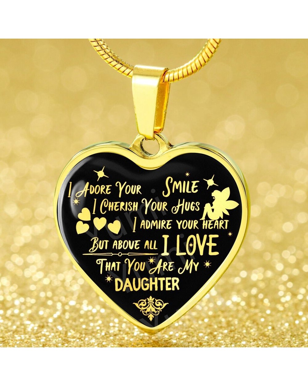 Daughter Heart Pendant Necklace Gift front-3