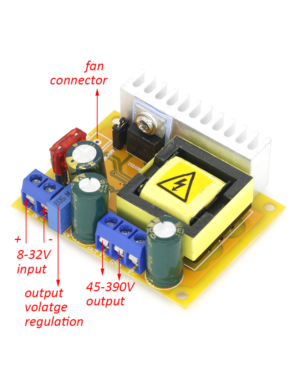 8-32V To 45-390V Dc-Dc Boost Converter Step Up Power Supply Module High Voltage Zvs Capacitor Charging Board front-1