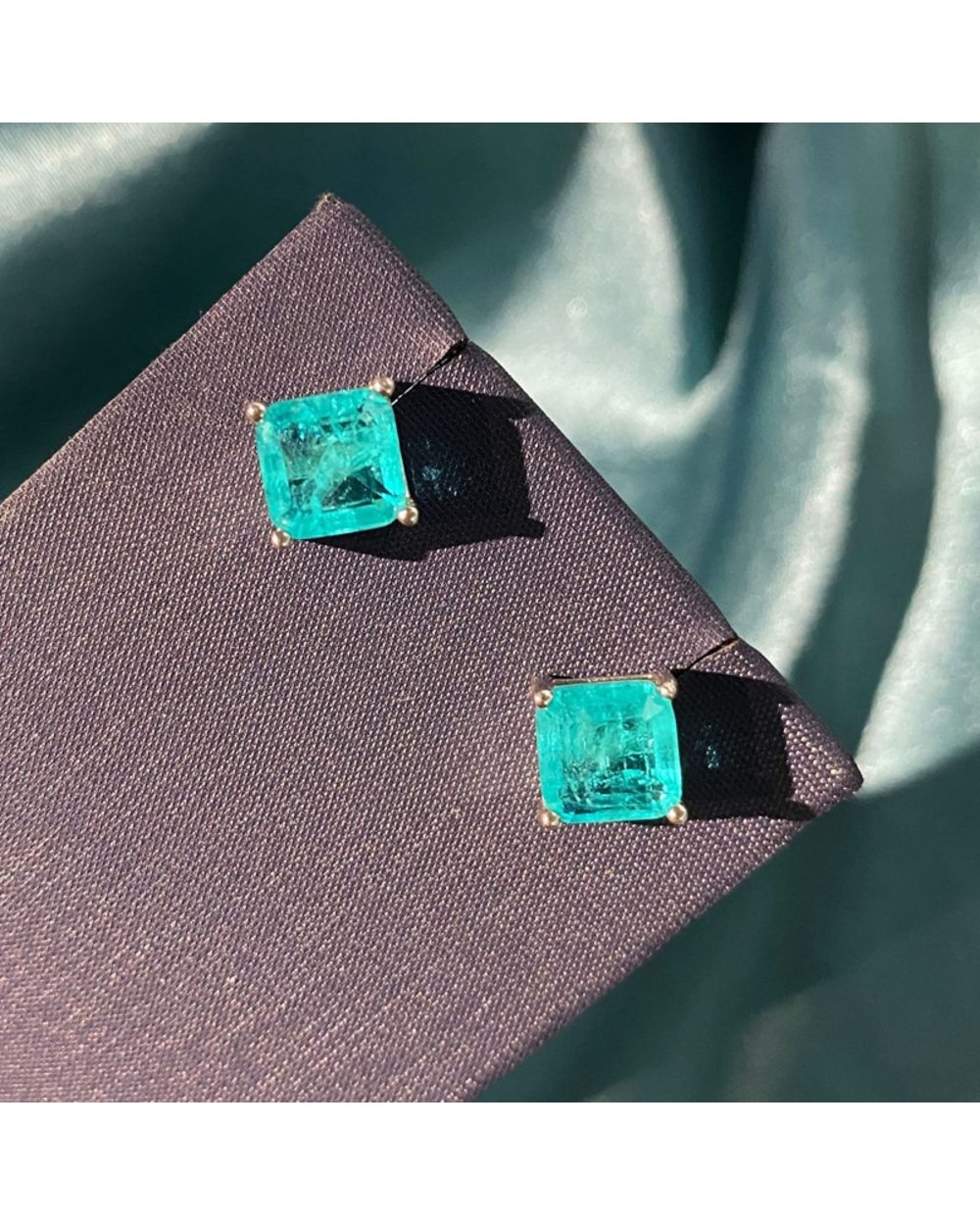 100% 925 Sterling Silver Paraiba Tourmaline Gemstone Birthstone Ear Studs Earrings front-3