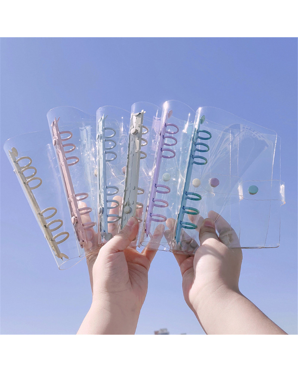 A5 A6 Transparent Pvc Loose-Leaf Notebook Cover Macaron Color 6 Ring Binder Diary Journal Planner Korean Stationery Sch front-0