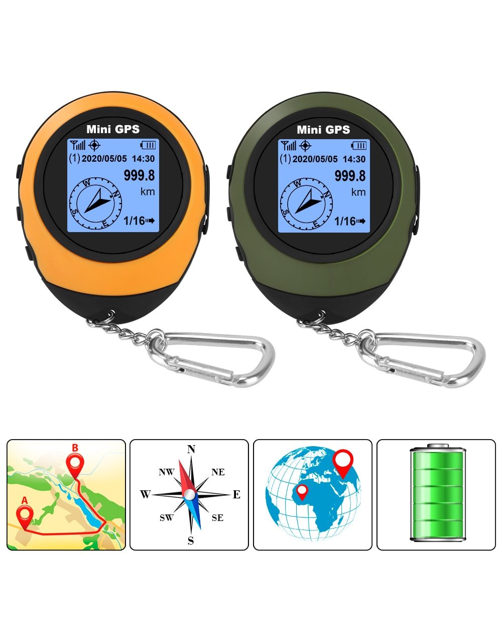 Mini Gps Navigation Receiver Tracker Handheld With Buckle Satellite Gps