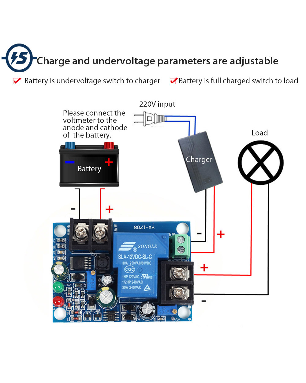 12V Battery Protection Module Discharge Board Anti-Over Automatically Restore Low Voltage With Led Indicator Light front-0
