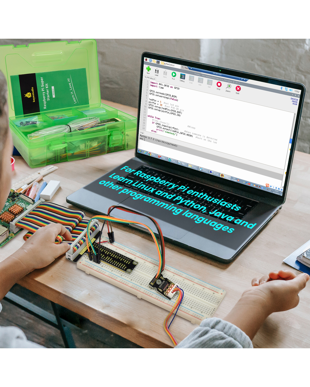New Keyestudio Raspberry Pi 4B Basic/Super Starter Kit For Raspberry Pi 4 Diy Complete Kit Python Programming Kit(No Rp front-4
