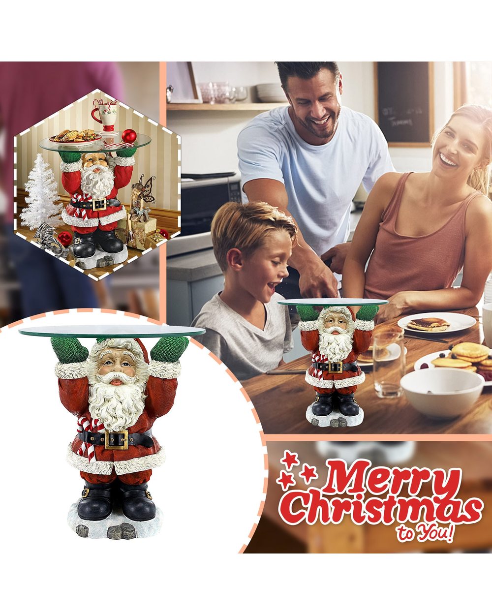Christmas Santa Claus Treats Holder Fruit Plate Decoration Resin Christmas Ornaments For Holiday Dinner Table Decor front-0
