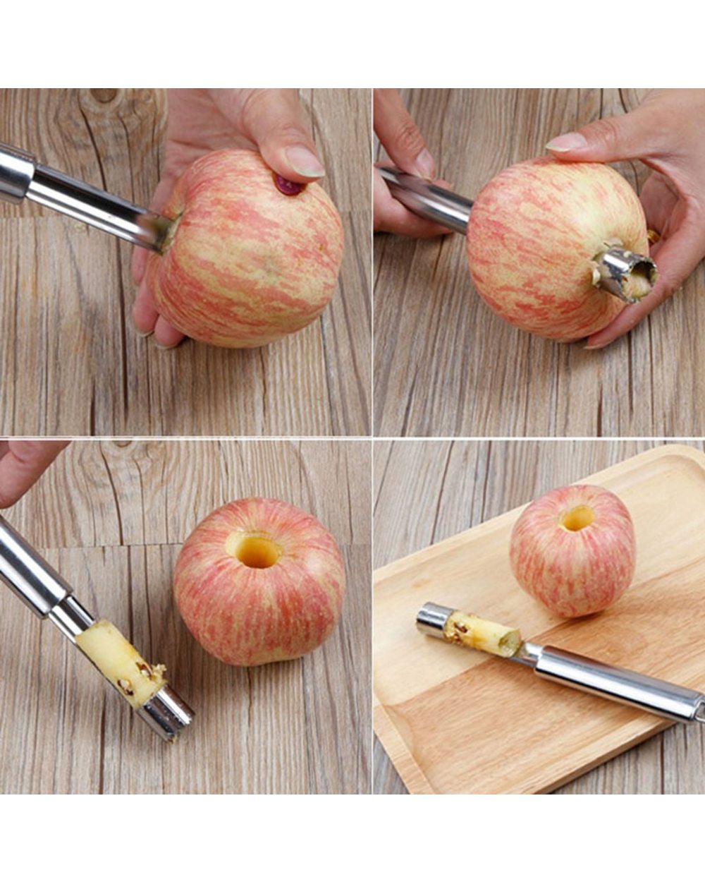 4PCS Set Stainless Steel Fruit Corer- Red Dates Apple Pear Corer Fruit Seed Core Remover front-3