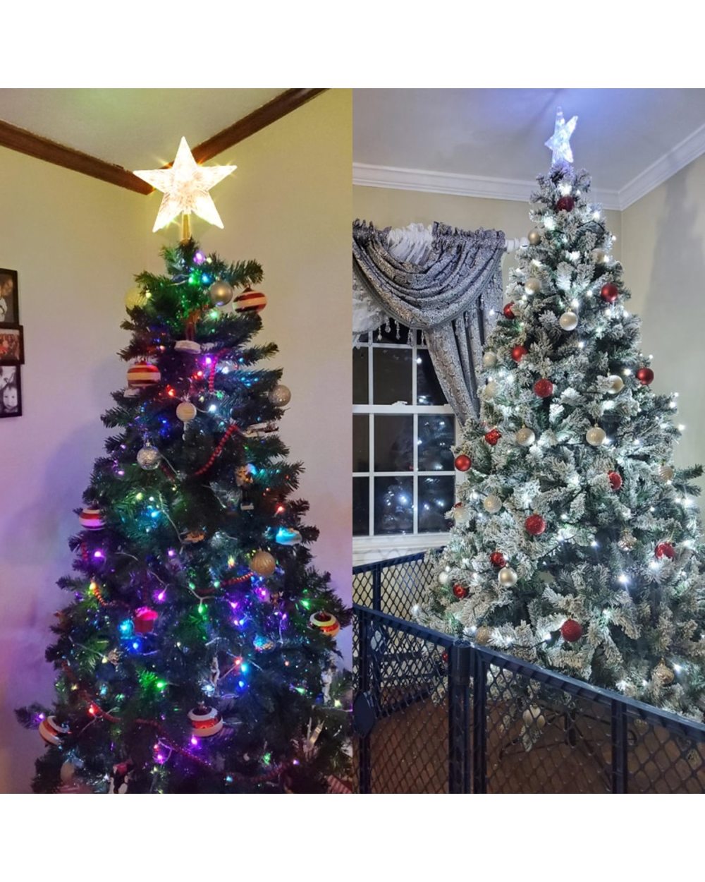 Christmas Tree Star Topper LED Lighted Star Christmas Tree Top Decor Battery Powered Noel 2022 Xmas Warm Light Ornaments front-0