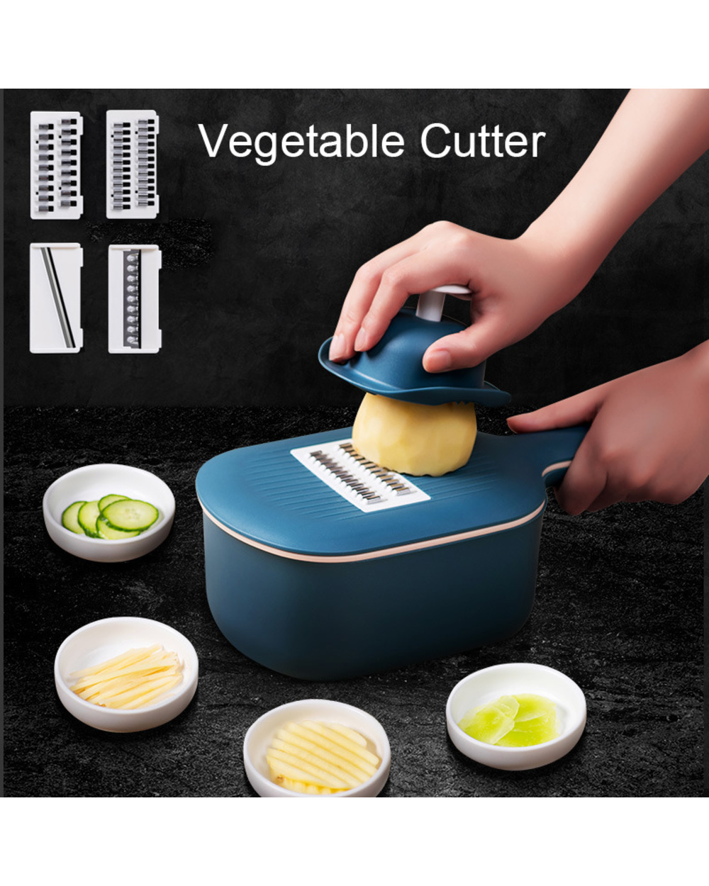 Multifunctional Vegetable Cutter Fruit Slicer Potato Shredder Fruit Cutter With Drain Basket Storage Peeler Kitchen Pee front-0