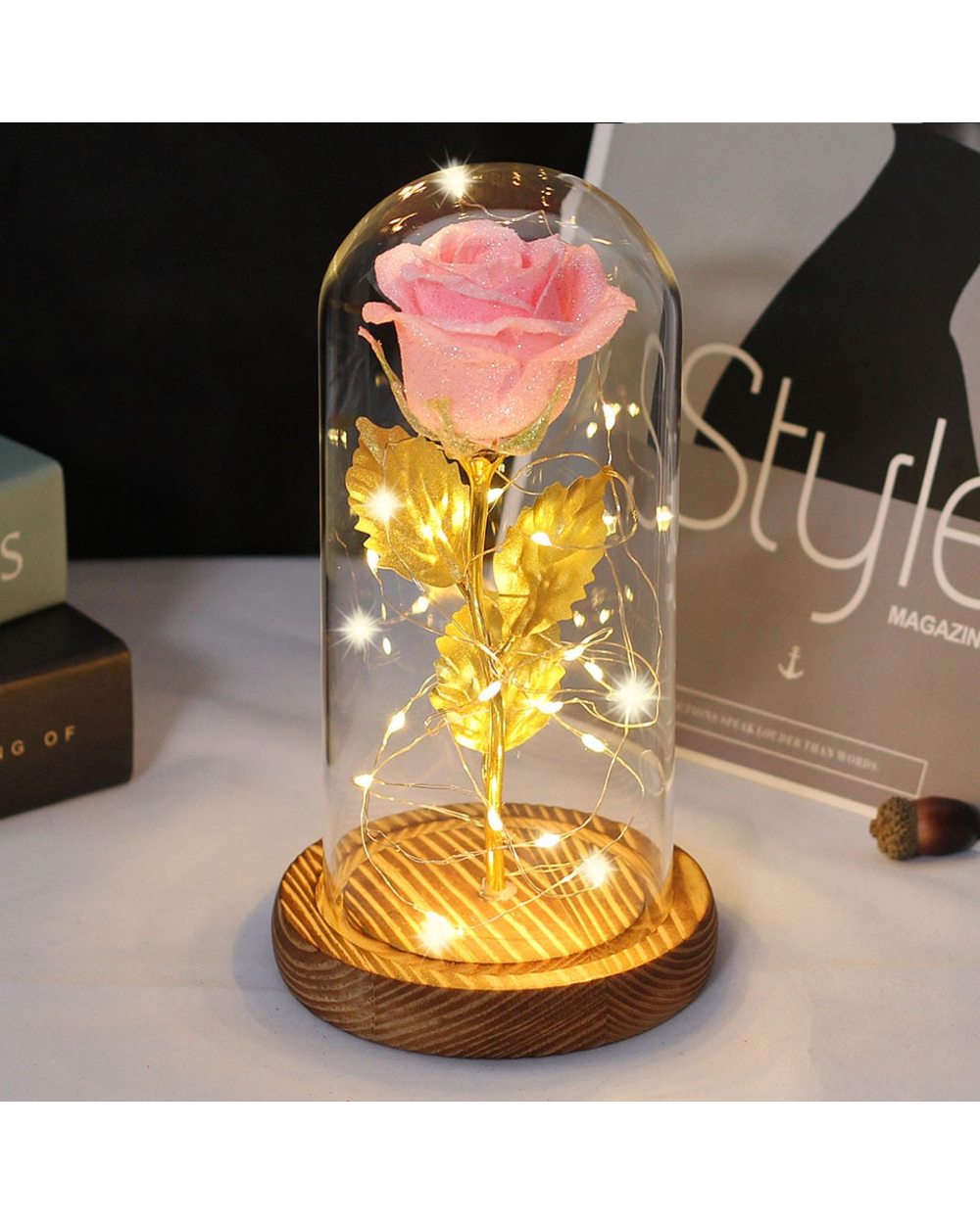 Red Shiny artificial flower Rose front-3