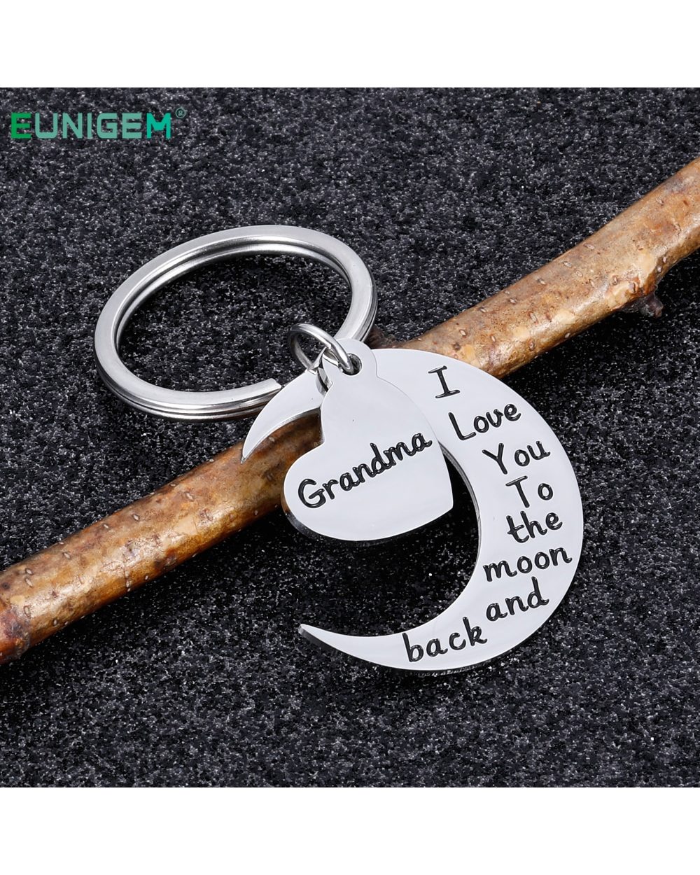 Grandma Grandmother Keychain Gift From Granddaughter Grandson I Love You To The Moon and Back front-0