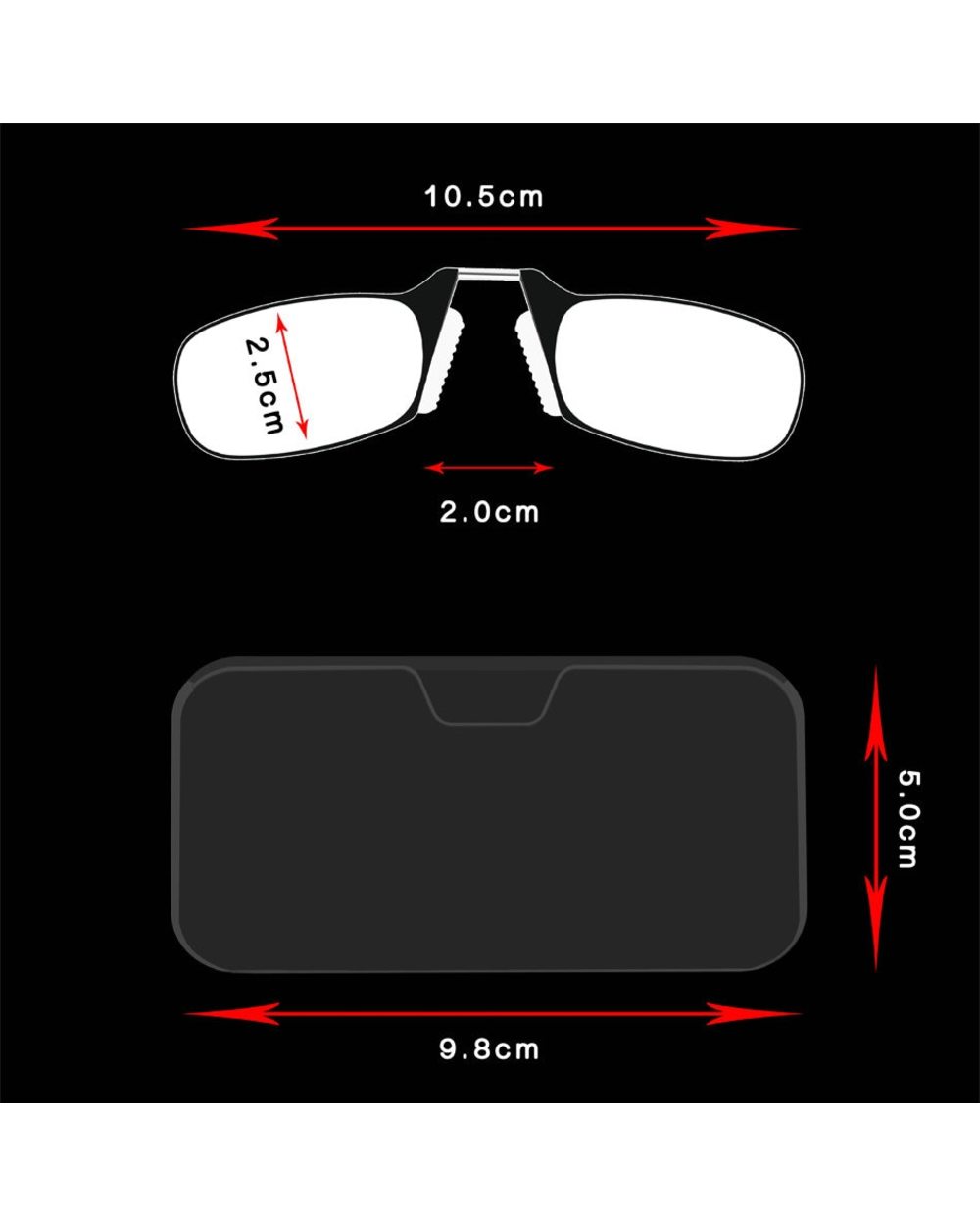 Nose Clip Reading Glasses Without Temples Men Tr90 Focus Plus Portable Foam Nose Glasses Transparent Eyeglasses In Case front-1