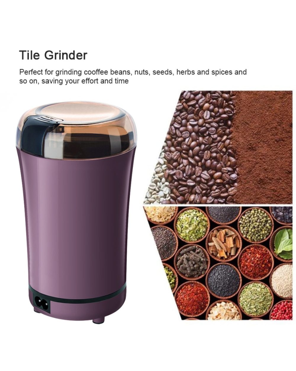 Portable Electric Coffee Bean Grinder Mill Kitchen Tool Herbs Salt Pepper Spices Nuts Grains Mini Medicine Flour Powder front-1